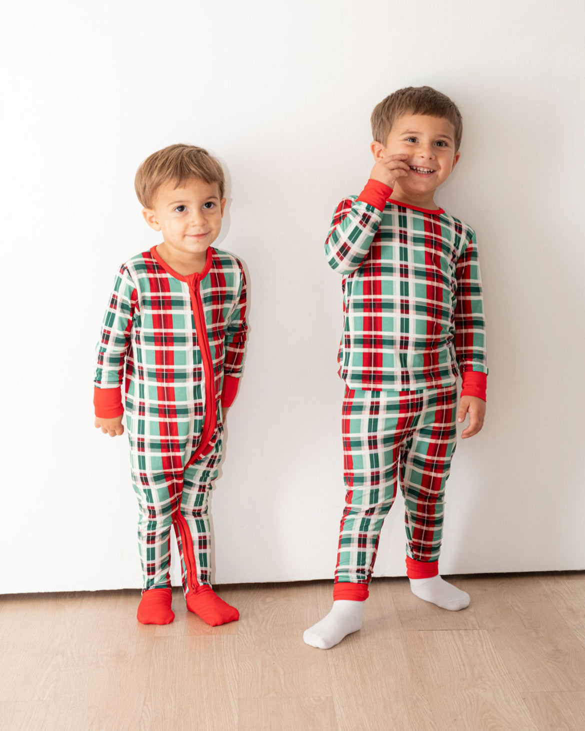 Christmas Plaid Romper & Two Piece Set
