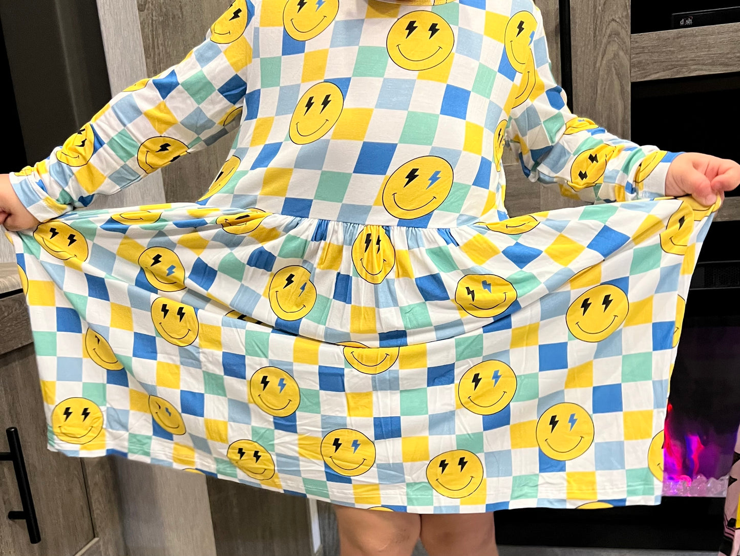 Electric Smileys Twirl Dress