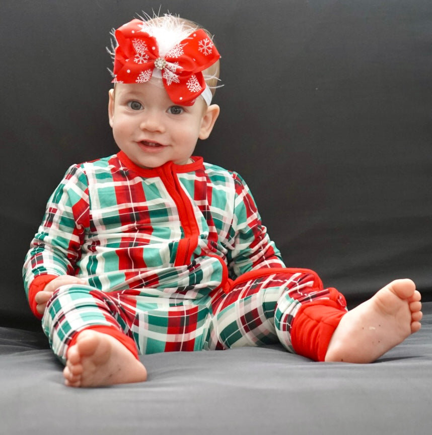Christmas Plaid Romper & Two Piece Set