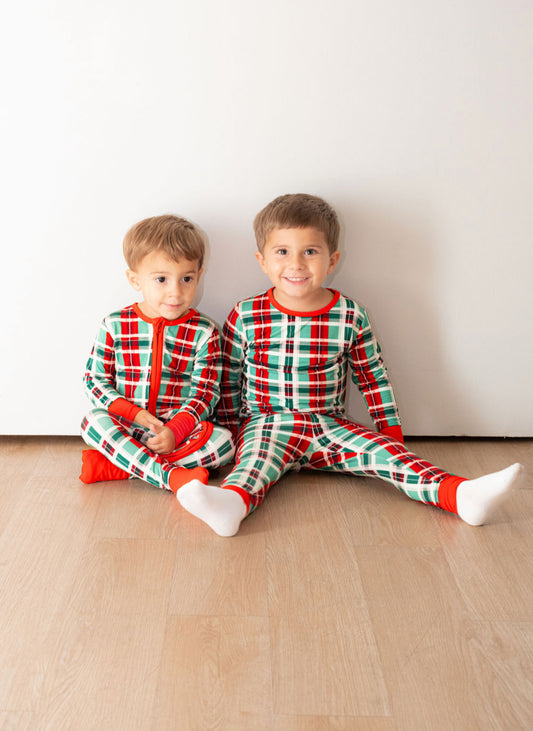 Christmas Plaid Romper & Two Piece Set