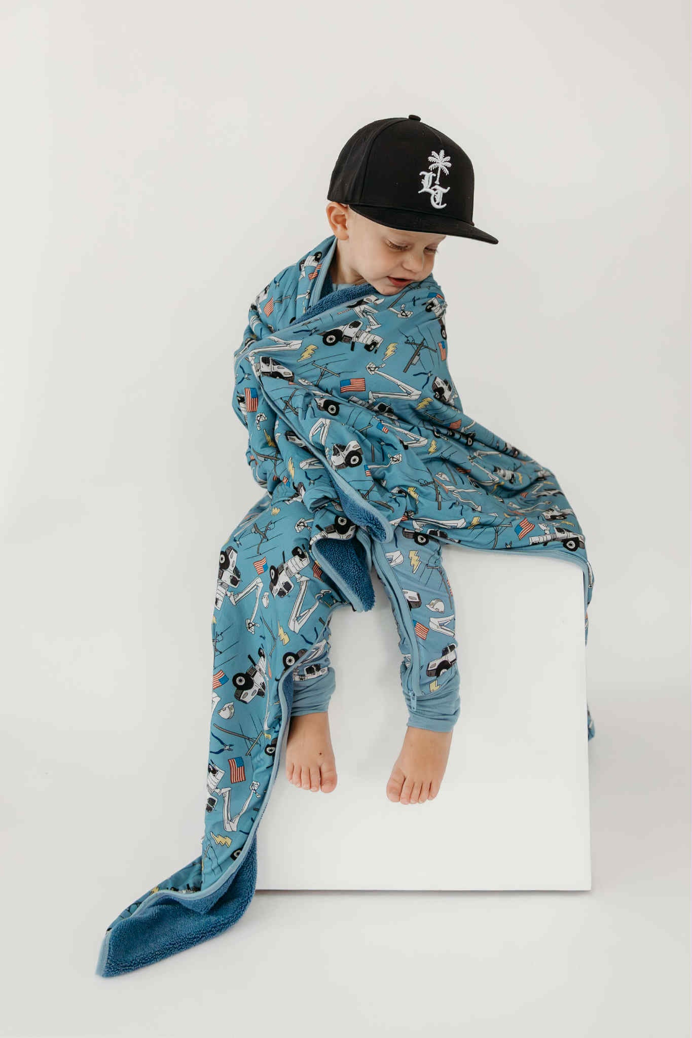 Blue Lineman Bamboo Plush Blanket