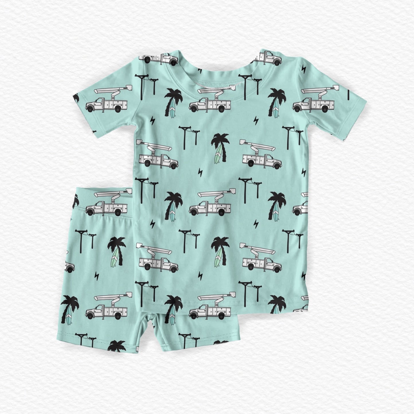 Powerline and Palm Tree Zippy Short and Short Set