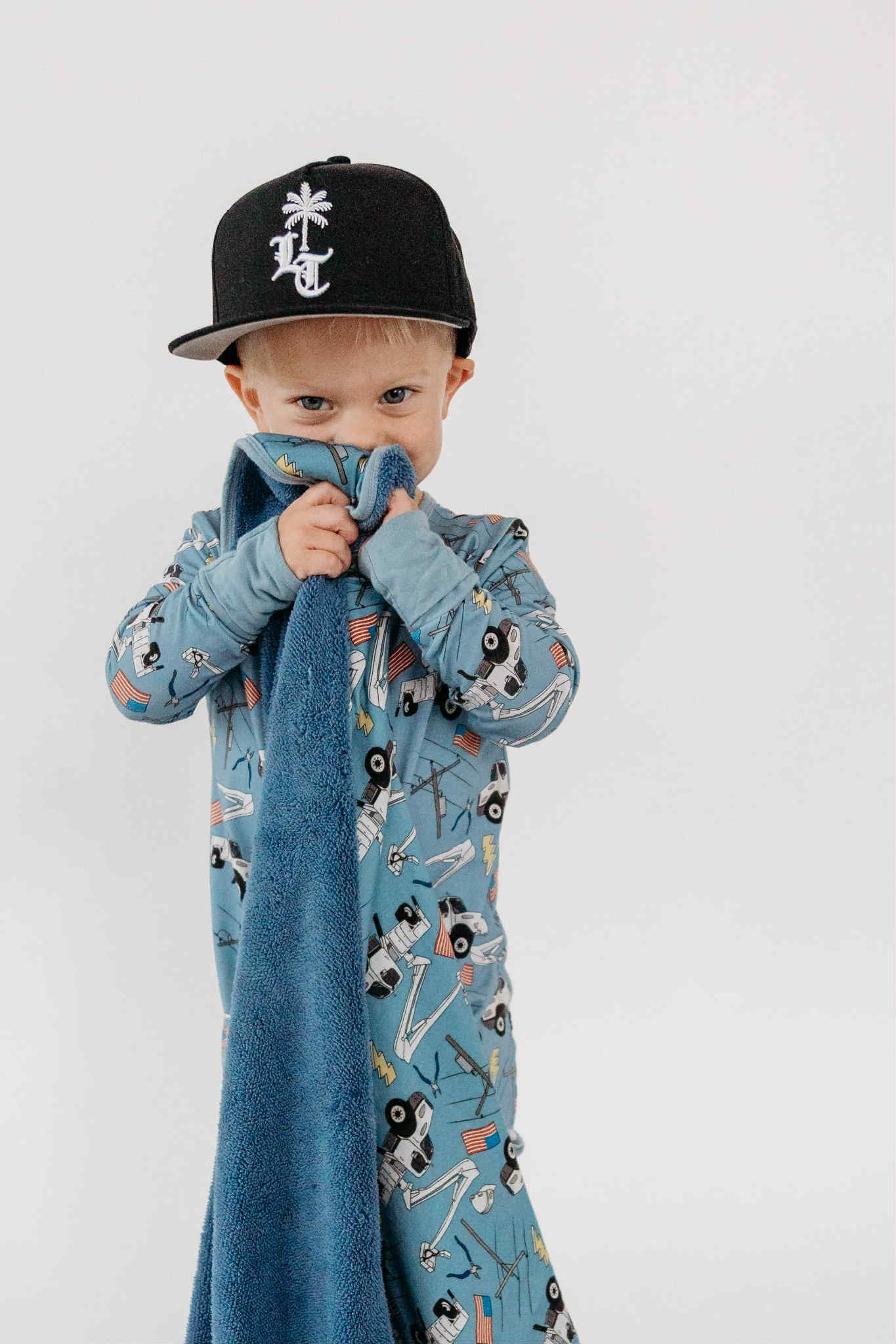 Blue Lineman Bamboo Plush Blanket