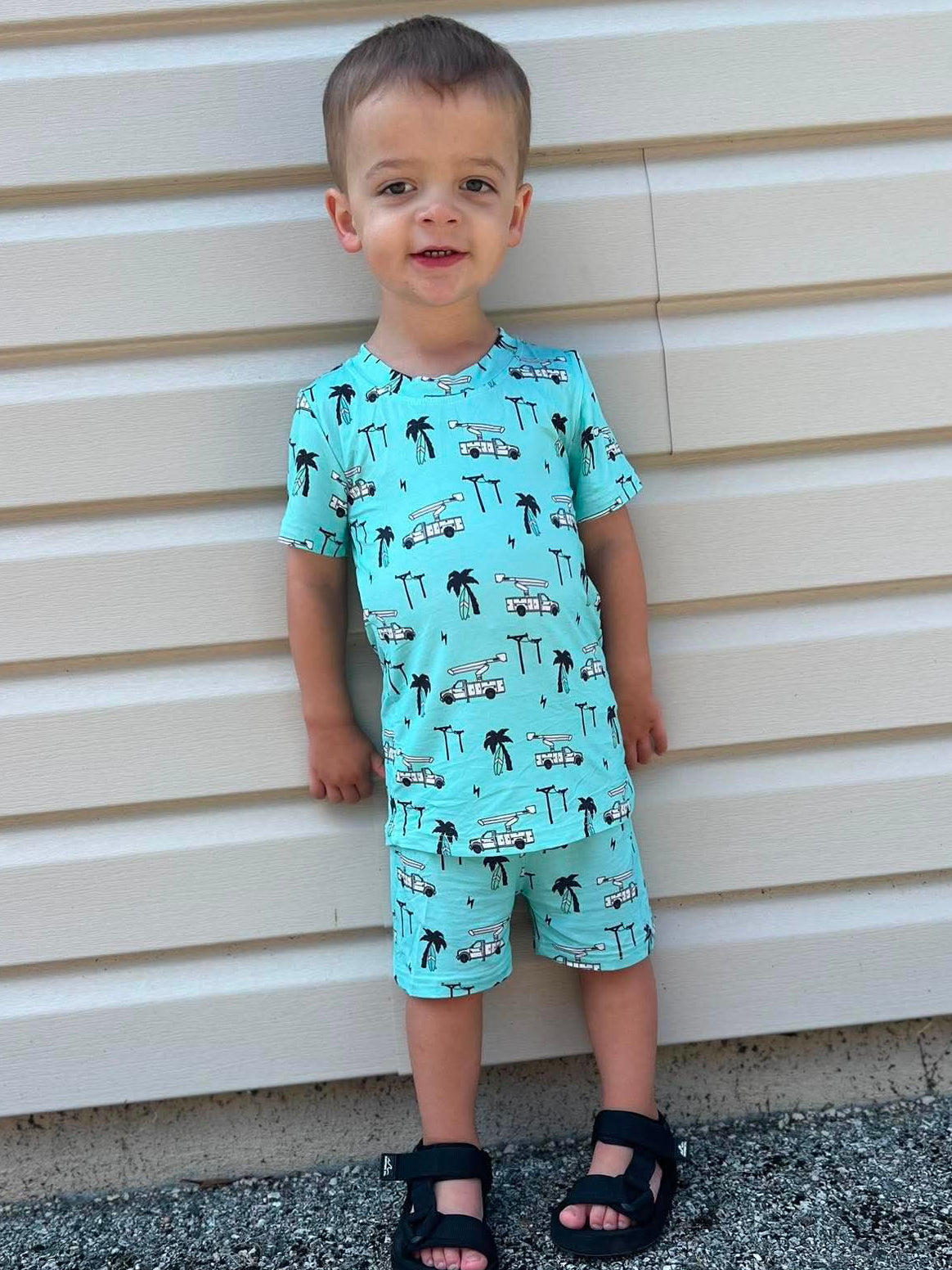 Powerline and Palm Tree Zippy Short and Short Set