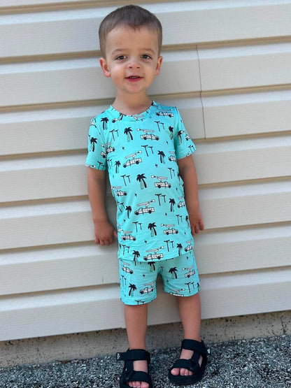 Powerline and Palm Tree Zippy Short and Short Set