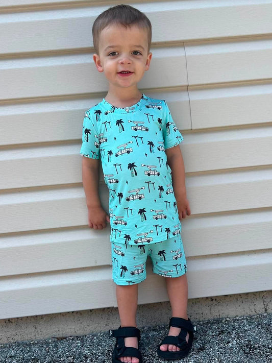 Powerline and Palm Tree Zippy Short and Short Set