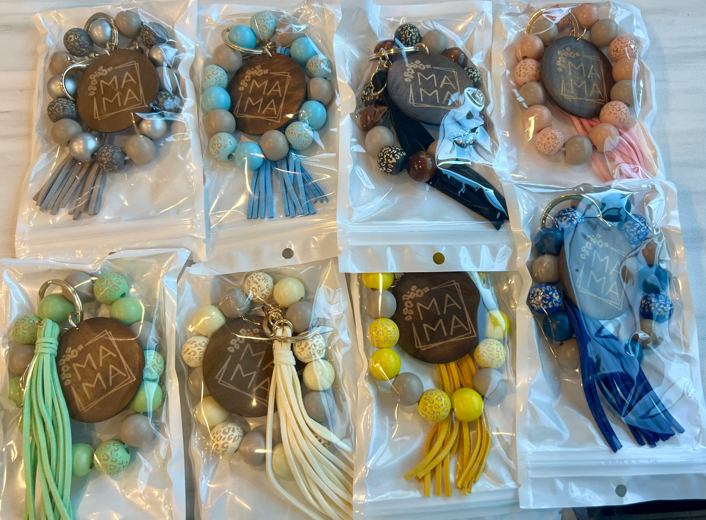 Mama Beaded Wristlet Keycahin