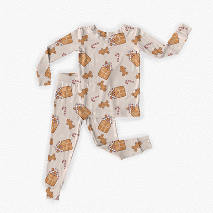 Beige Gingerbread Bamboo Romper/ 2 Piece Set