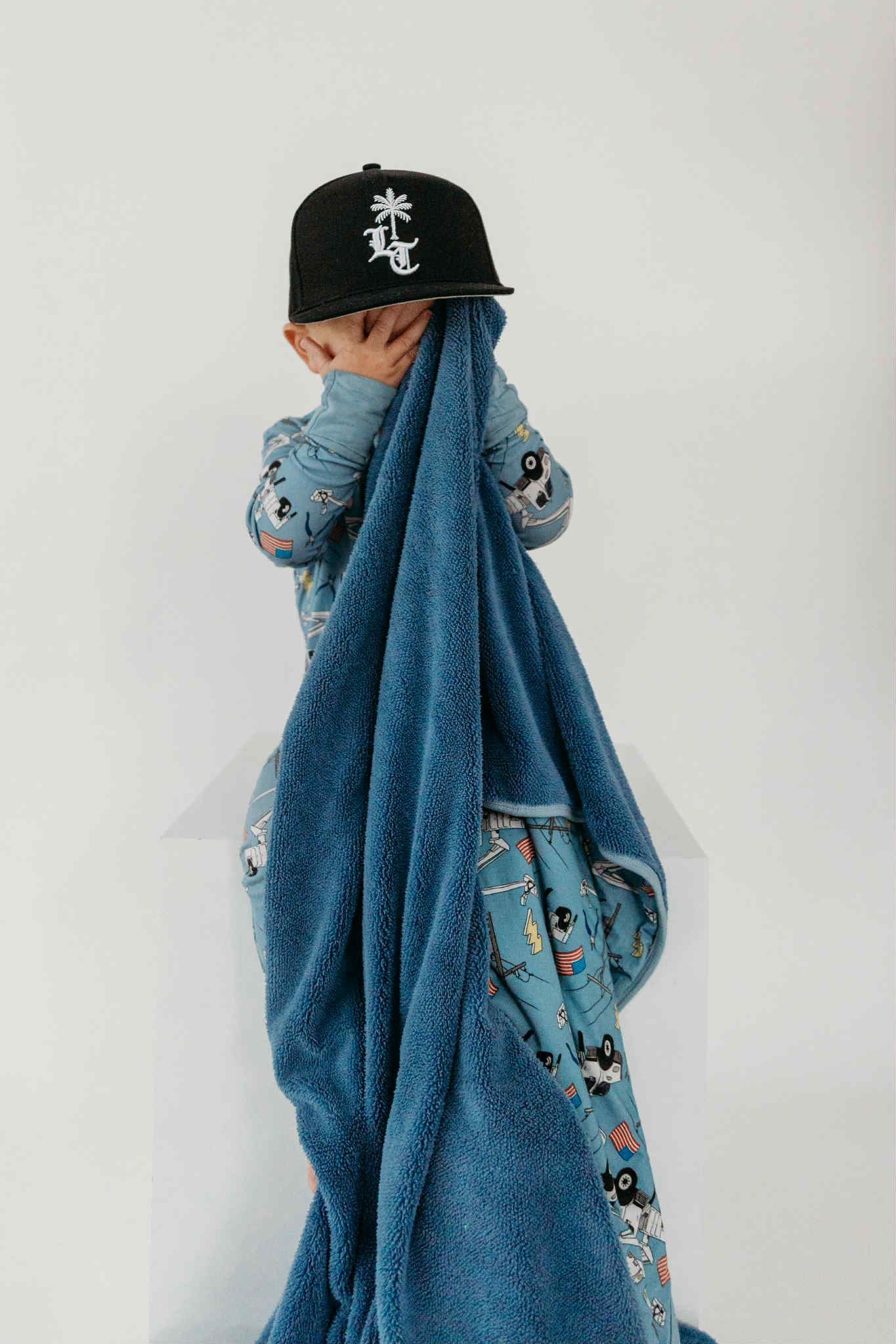 Blue Lineman Bamboo Plush Blanket