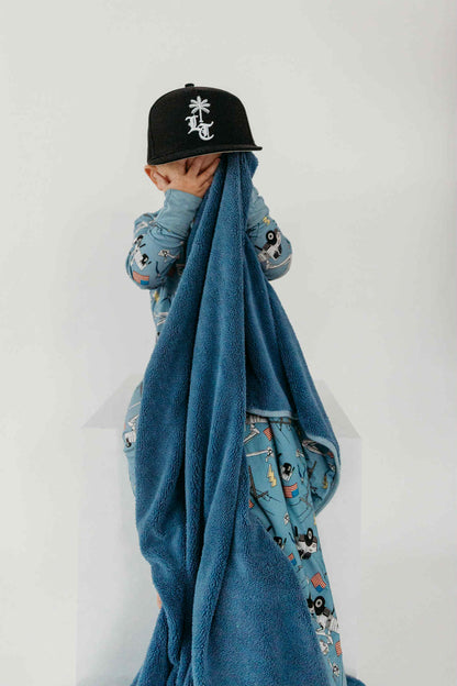 Blue Lineman Bamboo Plush Blanket