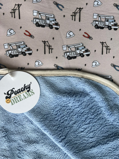 Tan Lineman Bamboo Plush Blanket