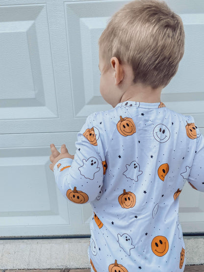 Pumpkin Ghost Smileys Bamboo Romper/ 2 Piece Set