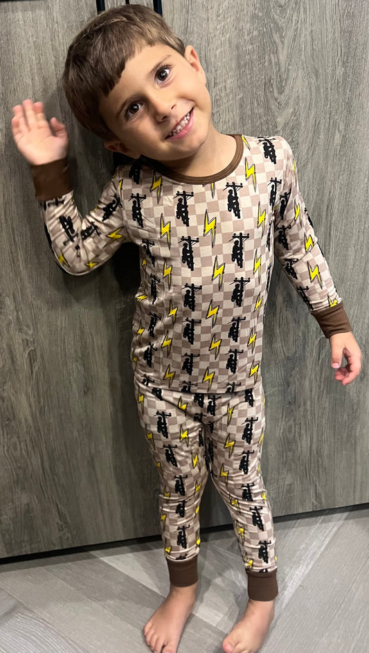 Checkered Lineman Romper & Two Piece Set