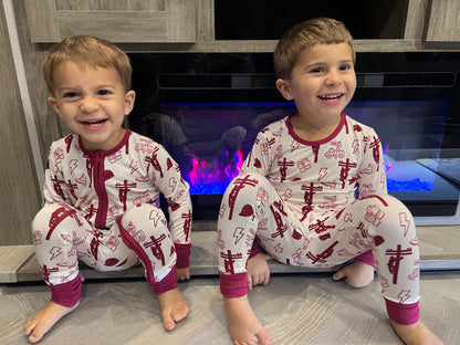 Maroon Lineman Romper & Two Piece Set