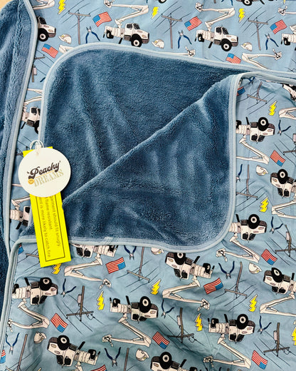 Blue Lineman Bamboo Plush Blanket