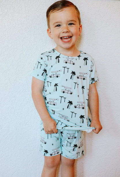 Powerline and Palm Tree Zippy Short and Short Set