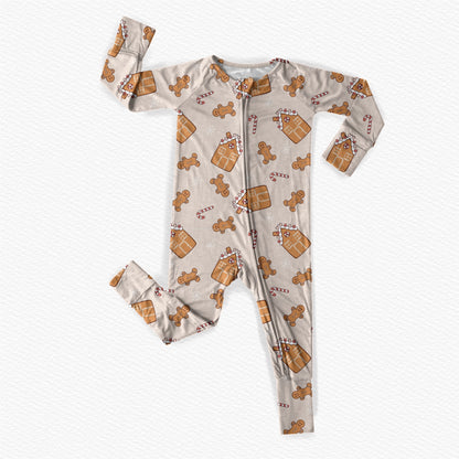 Beige Gingerbread Bamboo Romper/ 2 Piece Set