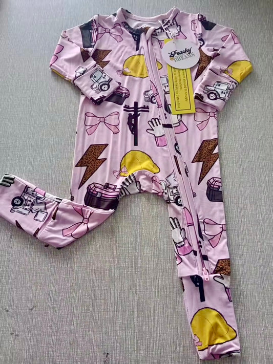 Pink Lineman Romper & Two Piece Set