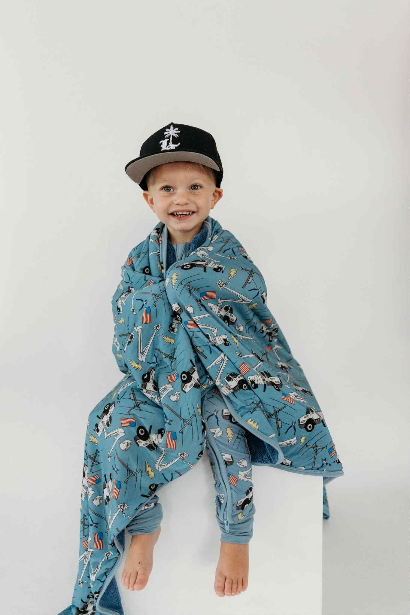 Blue Lineman Bamboo Plush Blanket