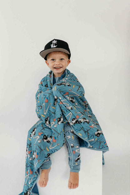 Blue Lineman Bamboo Plush Blanket