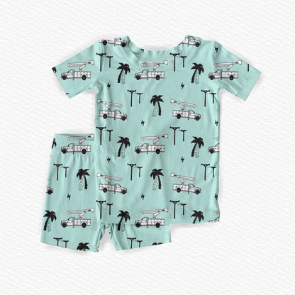 Powerline and Palm Tree Zippy Short and Short Set