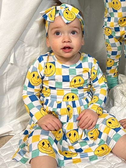 Electric Smileys Twirl Dress